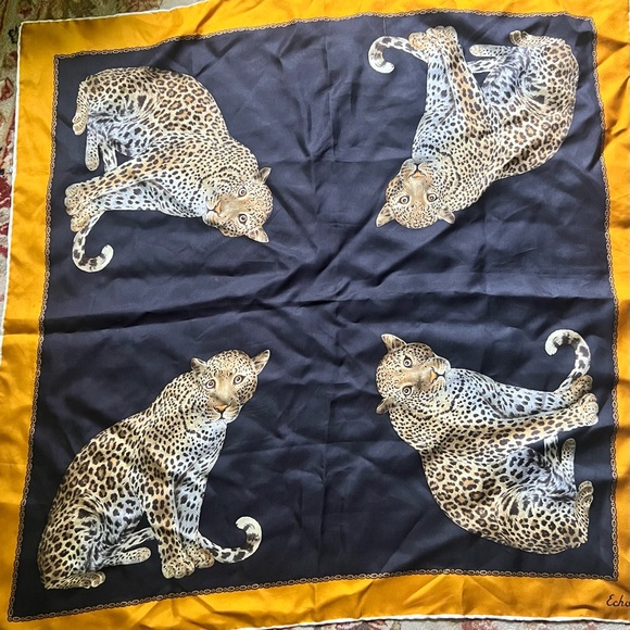 Echo Leopard Scarf Hand Rolled Hem Vintage - Picture 1 of 10